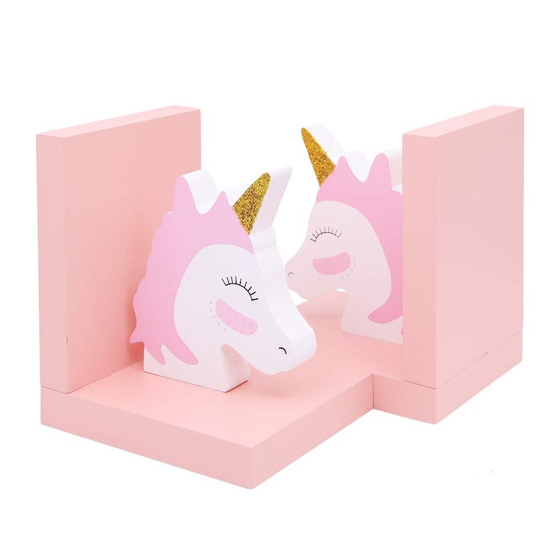 Unigift Cute Pink Unicorn Wooden Book Organizer Bookends Book end Book File Home Office Library Decoration Birthday Gift - Image 3